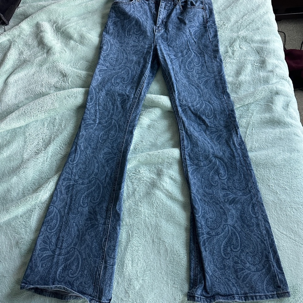 BDG Blue Paisley Flare Jeans